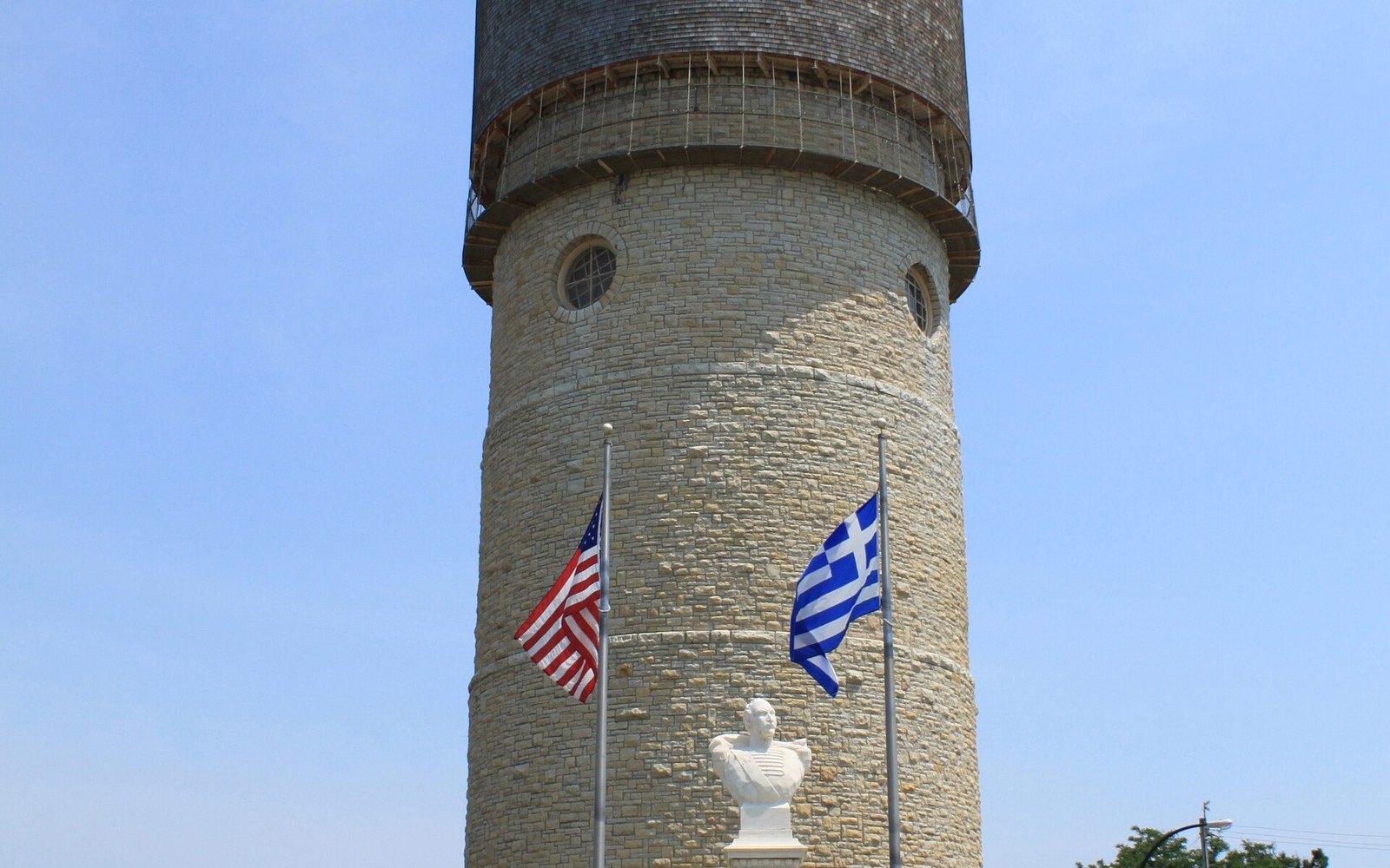 the Ypsilanti water tower against an open sky